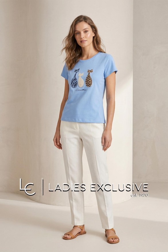 NICOLA Μπλούζα κοντομάνικη με στάμπα γάτες