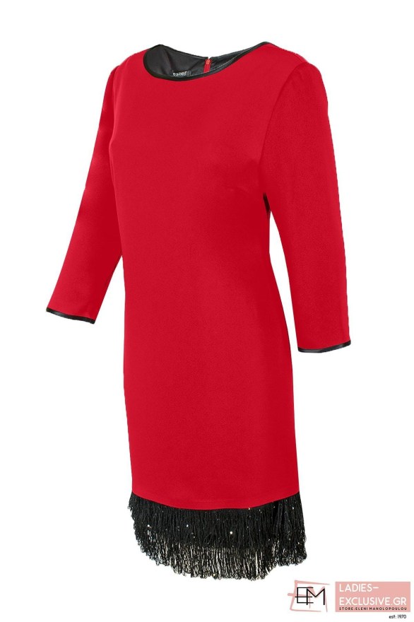 ESTEL Φόρεμα κόκκινο τύπου τσάρλεστον