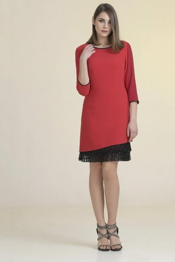 ESTEL Φόρεμα κόκκινο τύπου τσάρλεστον