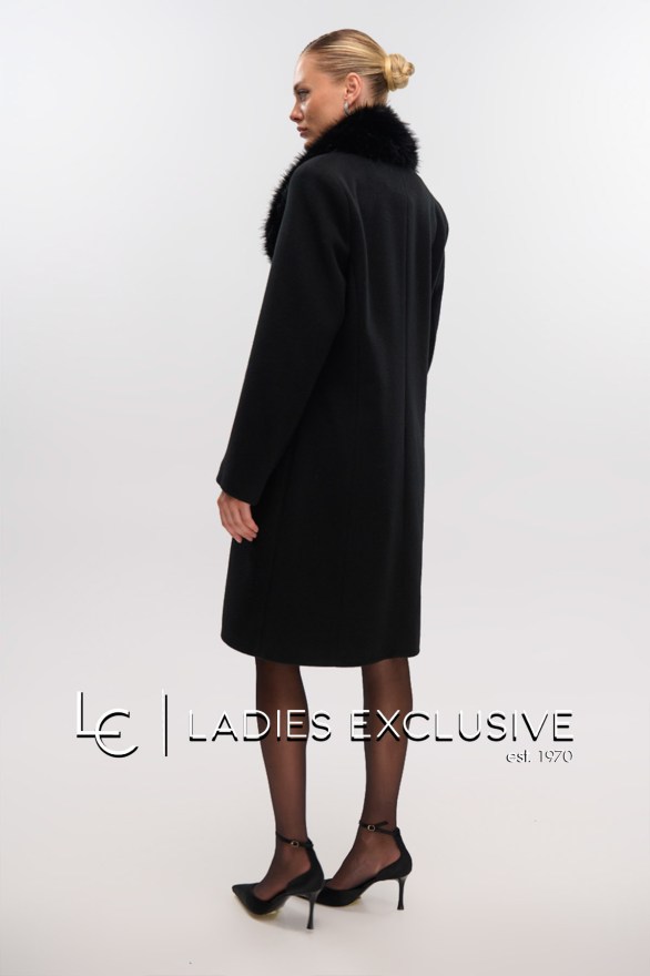 FIBES Παλτό με γούνινο γιακά