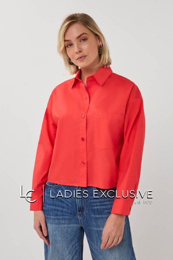 ESQUALO Πουκάμισο cropped σε άνετη γραμμή