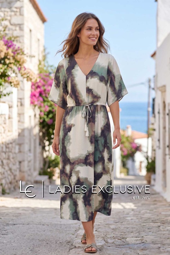 FRANSA Φόρεμα tie dye αμπίρ με άνοιγμα v