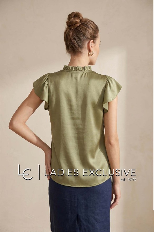 ESTEL Μπλούζα σατέν με κοφτό μανίκι