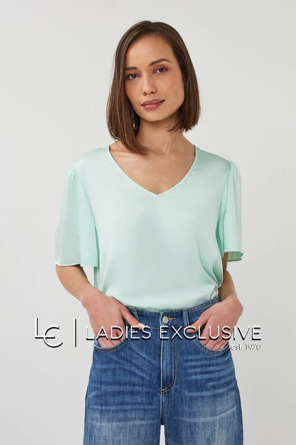 ESQUALO Μπλούζα κοντομάνικη σατέν