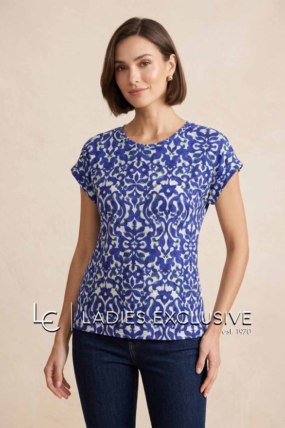 FRANSA Μπλούζα κοντομάνικη εμπριμέ