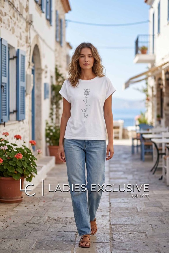 FRANSA Μπλούζα t-shirt με στάμπα αφηρημένο λουλούδι