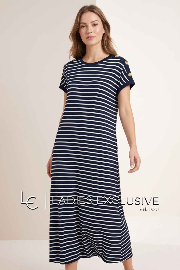 NICOLA Φόρεμα κοντομάνικο μακρύ ριγέ