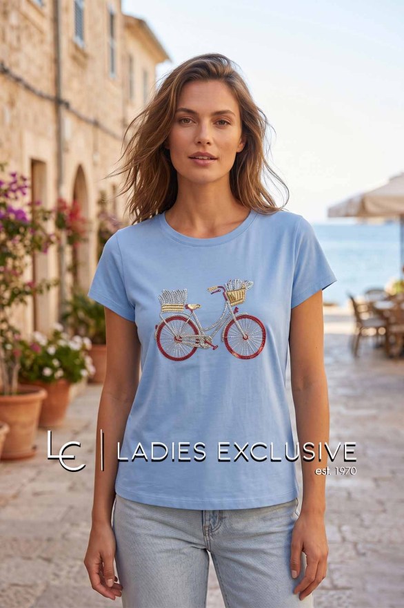NICOLA Μπλούζα κοντομάνικη με κεντημένο ποδήλατο