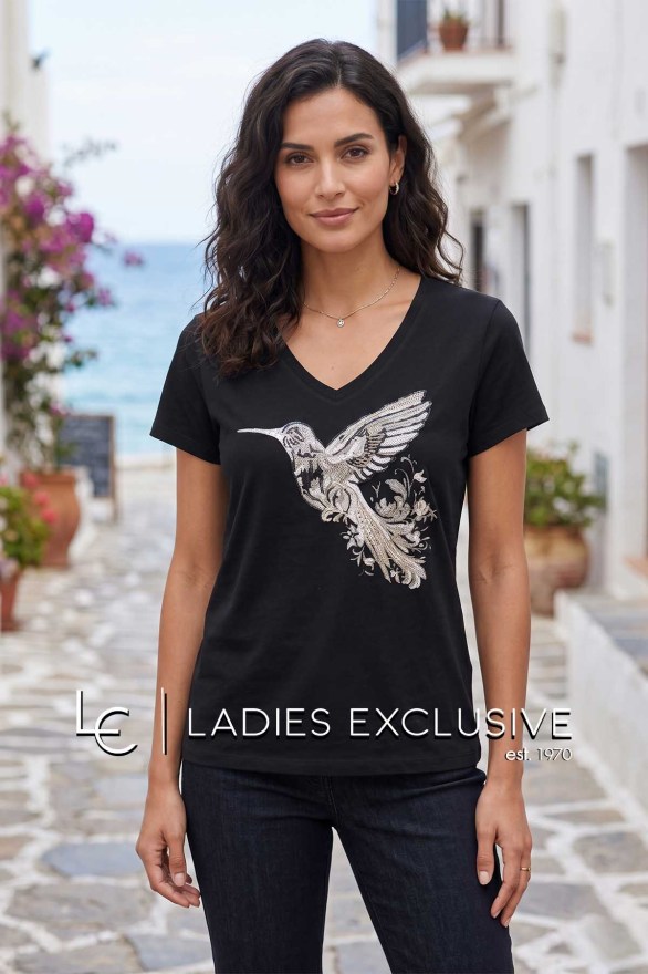 NICOLA Μπλούζα κοντομάνικη με σχέδιο πουλί