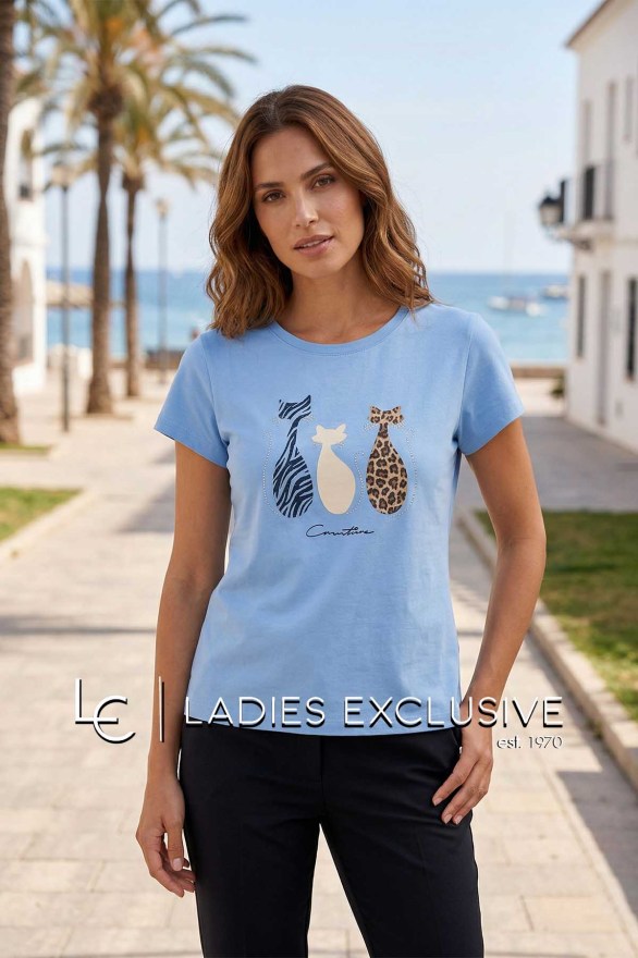 NICOLA Μπλούζα κοντομάνικη με στάμπα γάτες