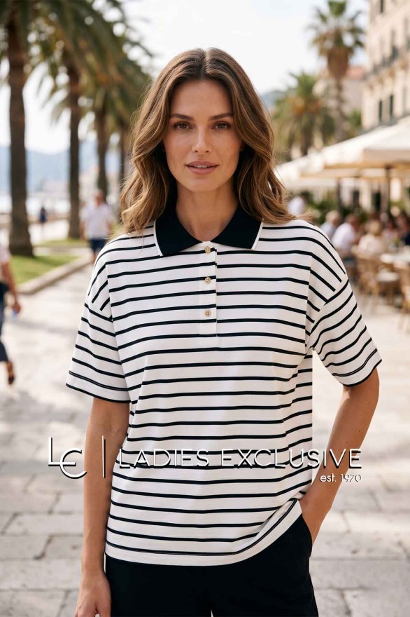 NICOLA Μπλούζα κοντομάνικη ριγέ με πόλο γιακά