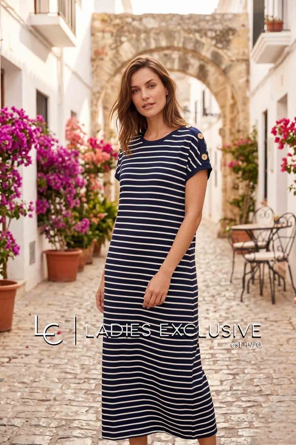 NICOLA Φόρεμα κοντομάνικο μακρύ ριγέ