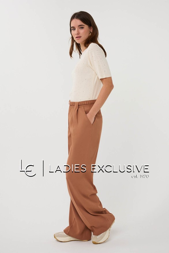 ESQUALO Μπλούζα ριμπ με στρας κοντομάνικη