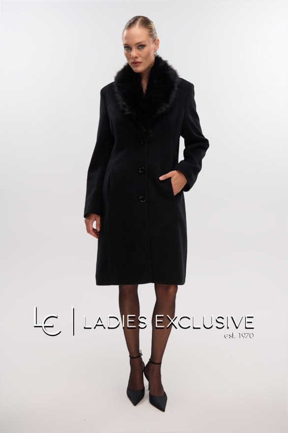 FIBES Παλτό με γούνινο γιακά