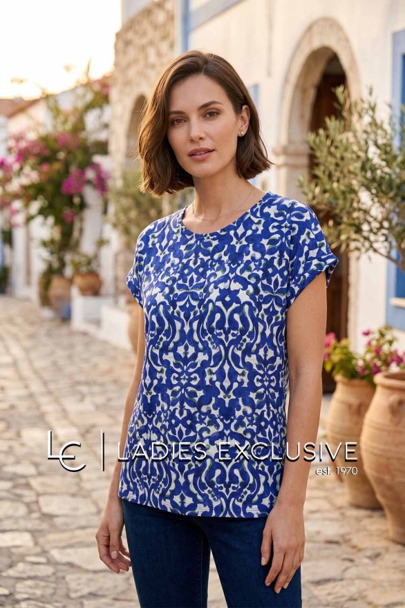 FRANSA Μπλούζα κοντομάνικη εμπριμέ