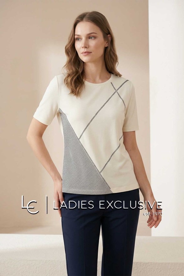 NICOLA Μπλούζα κοντομάνικη με ρόμβους με στρας