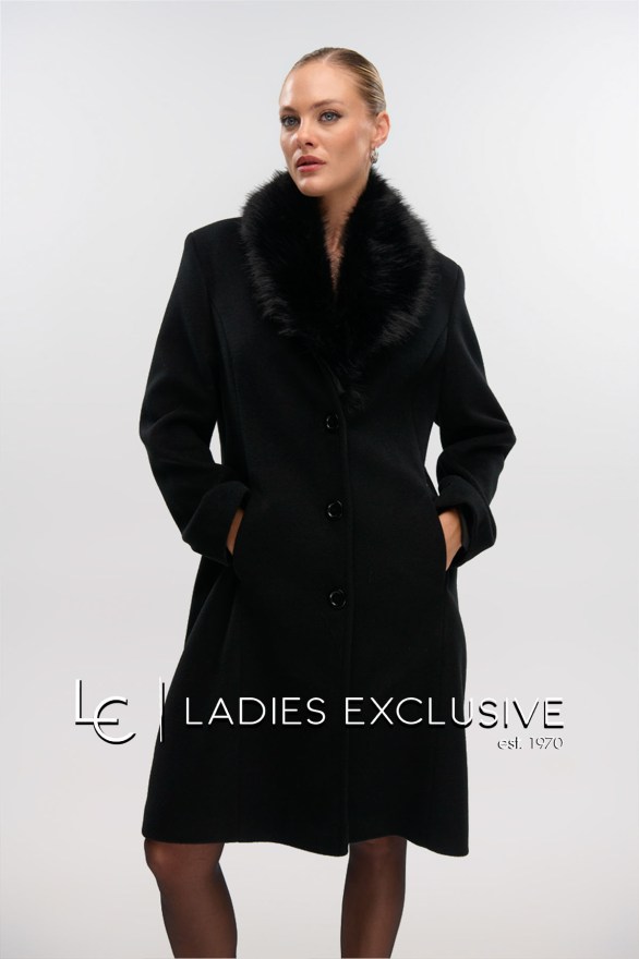 FIBES Παλτό με γούνινο γιακά