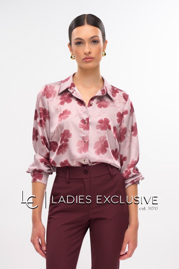 FIBES Πουκάμισο σατέν με πέτο γιακά