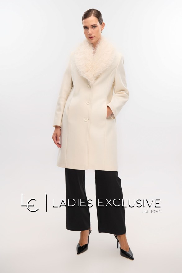 FIBES Παλτό με γούνινο γιακά