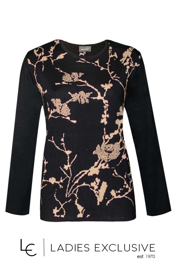 NICOLA Μπλούζα με σχέδια κλαδιά και στρας