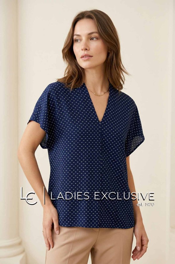 FRANSA Μπλούζα κοντομάνικη με v