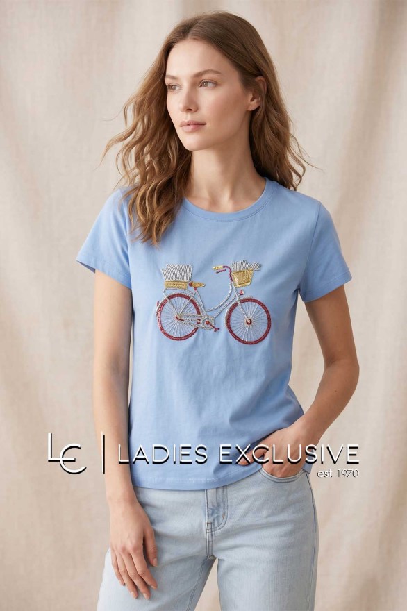 NICOLA Μπλούζα κοντομάνικη με κεντημένο ποδήλατο