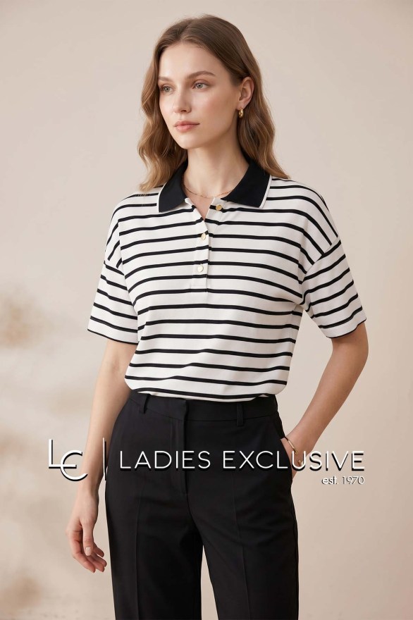 NICOLA Μπλούζα κοντομάνικη ριγέ με πόλο γιακά