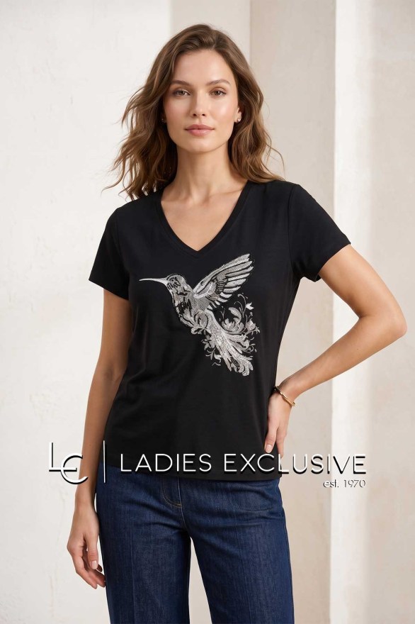 NICOLA Μπλούζα κοντομάνικη με σχέδιο πουλί