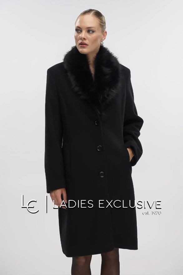 FIBES Παλτό με γούνινο γιακά