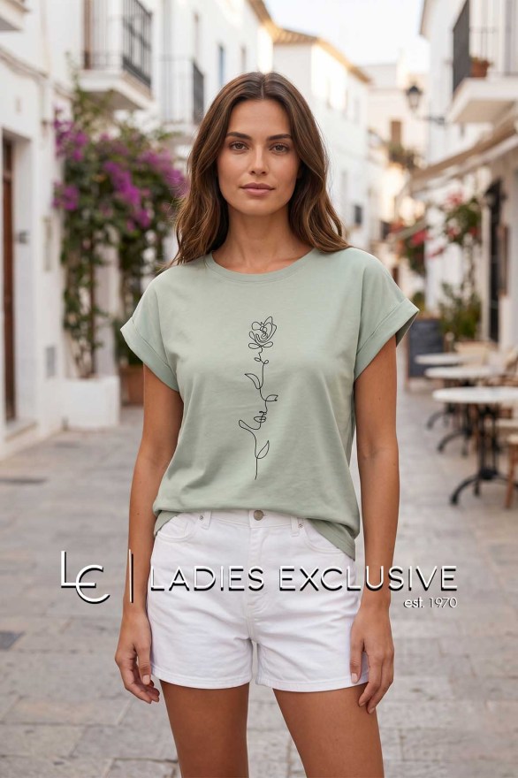 FRANSA Μπλούζα t-shirt με στάμπα αφηρημένο λουλούδι