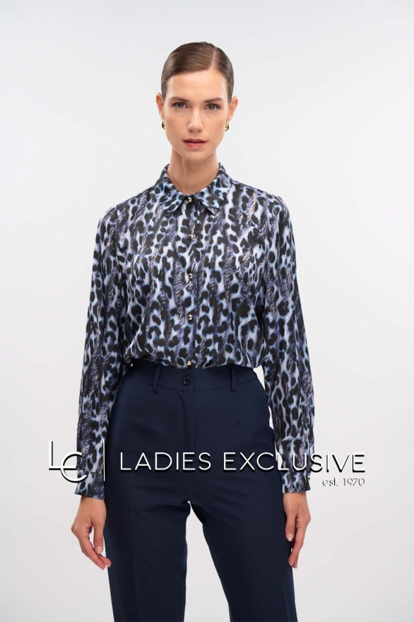 FIBES Πουκάμισο σατέν με πέτο γιακά