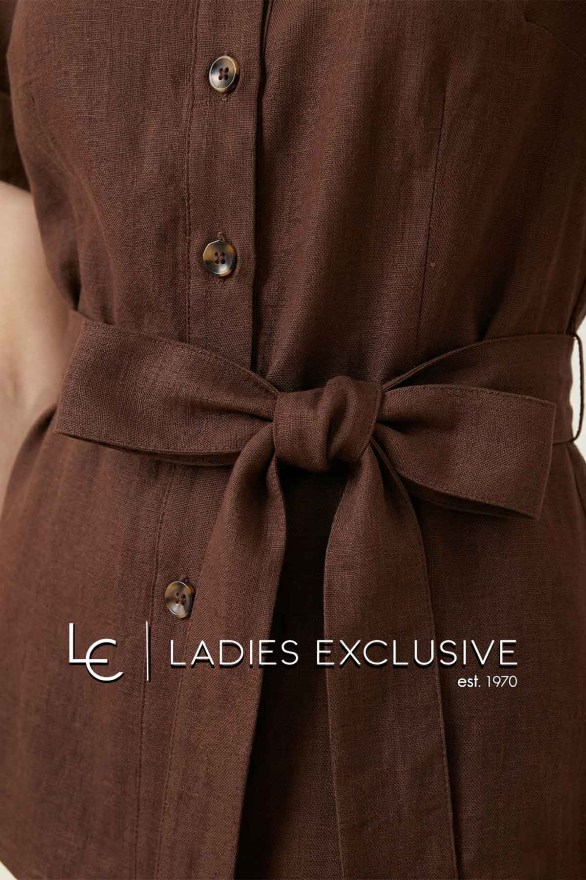 BELLA P. Πουκάμισο κοντομάνικο λινό