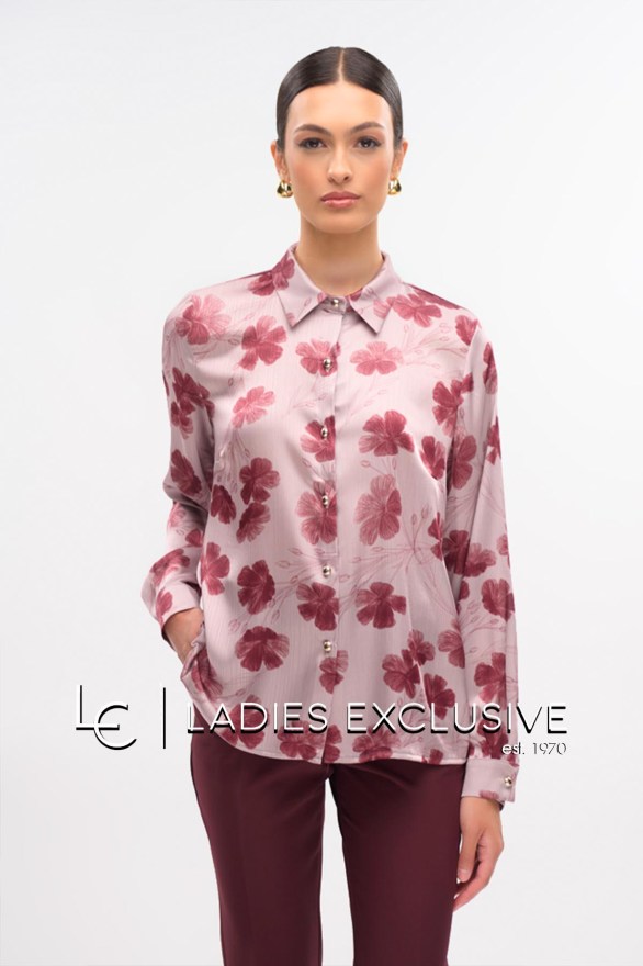 FIBES Πουκάμισο σατέν με πέτο γιακά