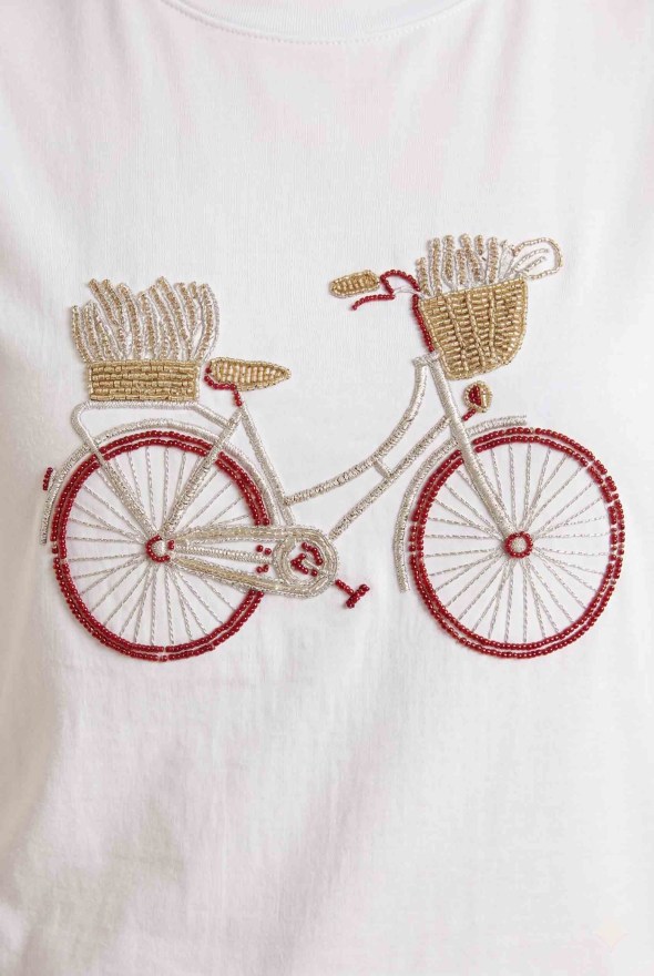 NICOLA Μπλούζα κοντομάνικη με κεντημένο ποδήλατο