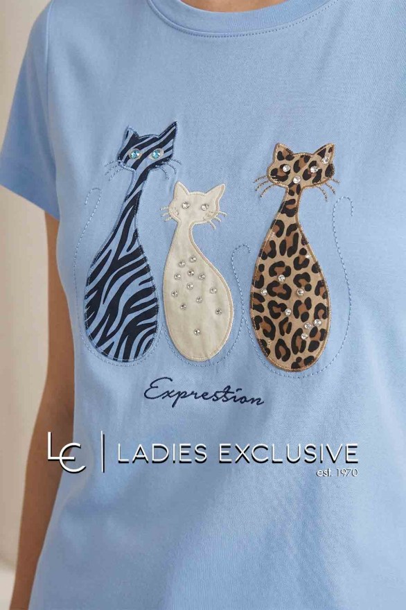 NICOLA Μπλούζα κοντομάνικη με στάμπα γάτες