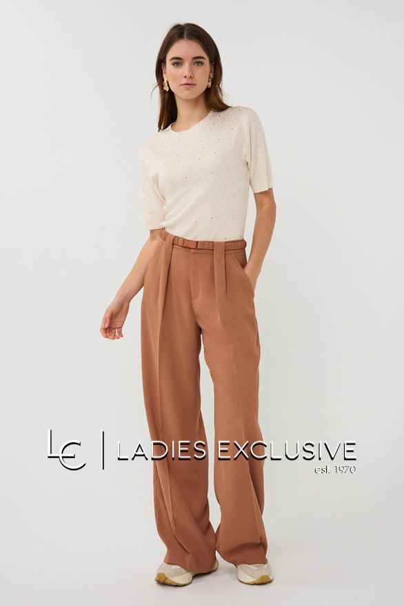 ESQUALO Μπλούζα ριμπ με στρας κοντομάνικη