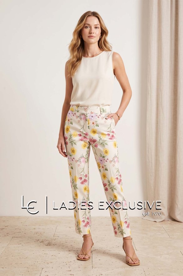 BELLA P. Παντελόνι βαμβακερό αστραγάλου φλοράλ