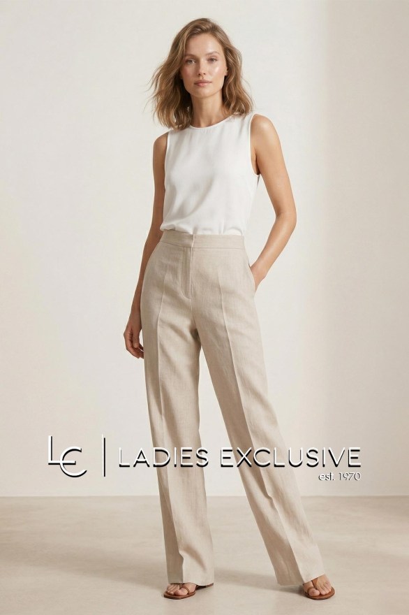 BELLA P. Παντελόνι λινό με λάστιχο