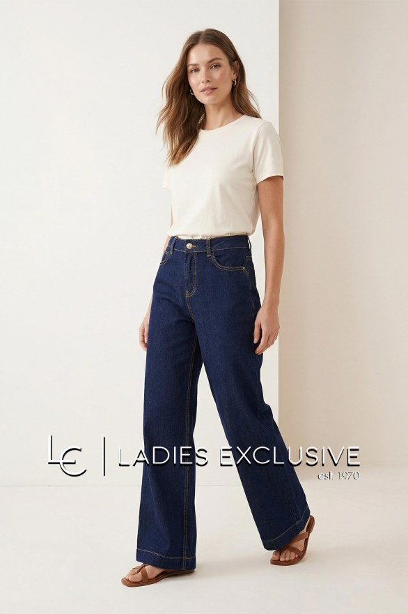 FRANSA Παντελόνι τζην wide leg