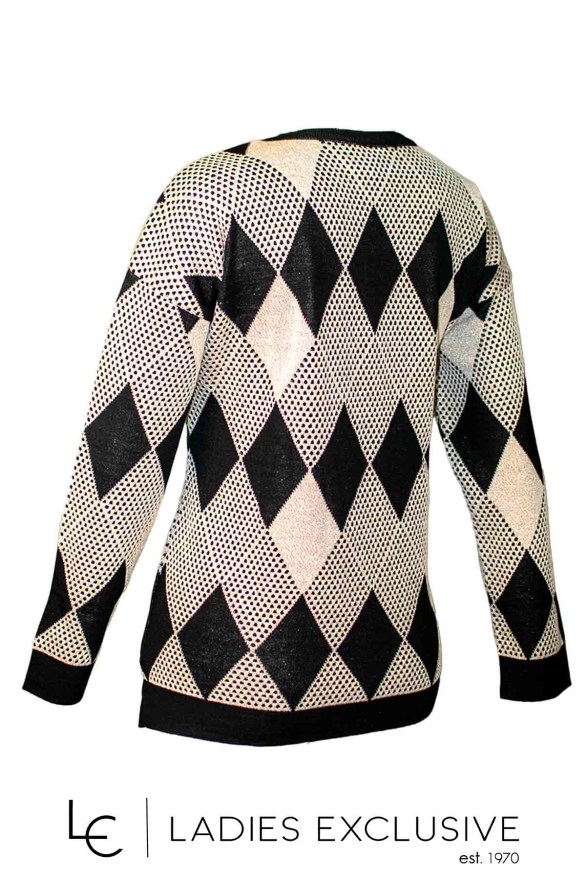 NICOLA Μπλούζα με ρόμβους και χρυσοκλωστή