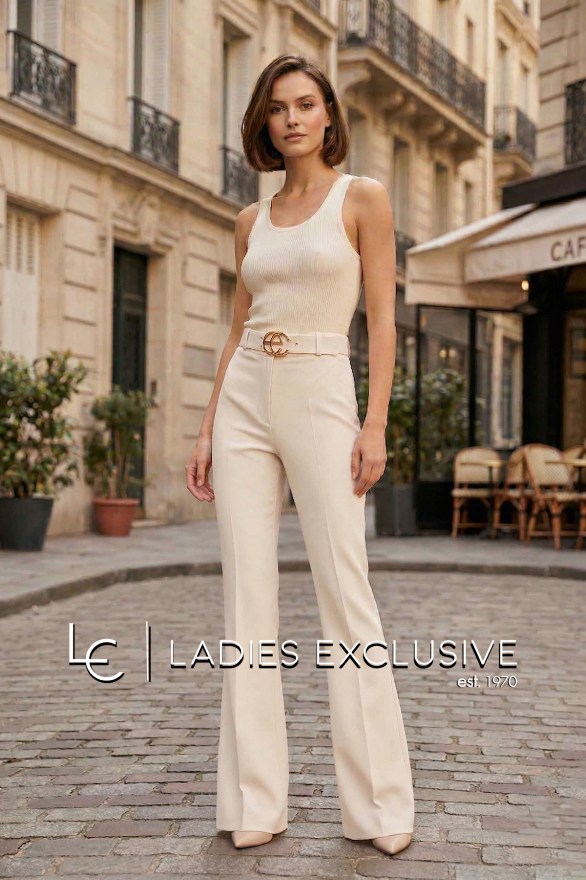 ESTEL Παντελόνα κρεπ με ζώνη