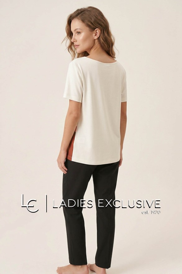 NICOLA Μπλούζα κοντομάνικη με γήινα χρώματα