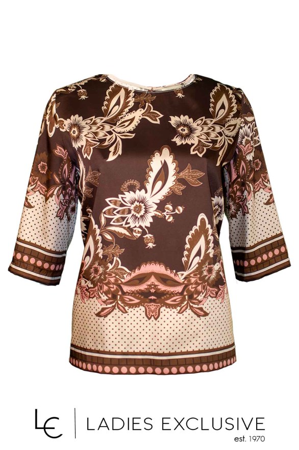 BELLA P. Μπλούζα σατέν φλοράλ