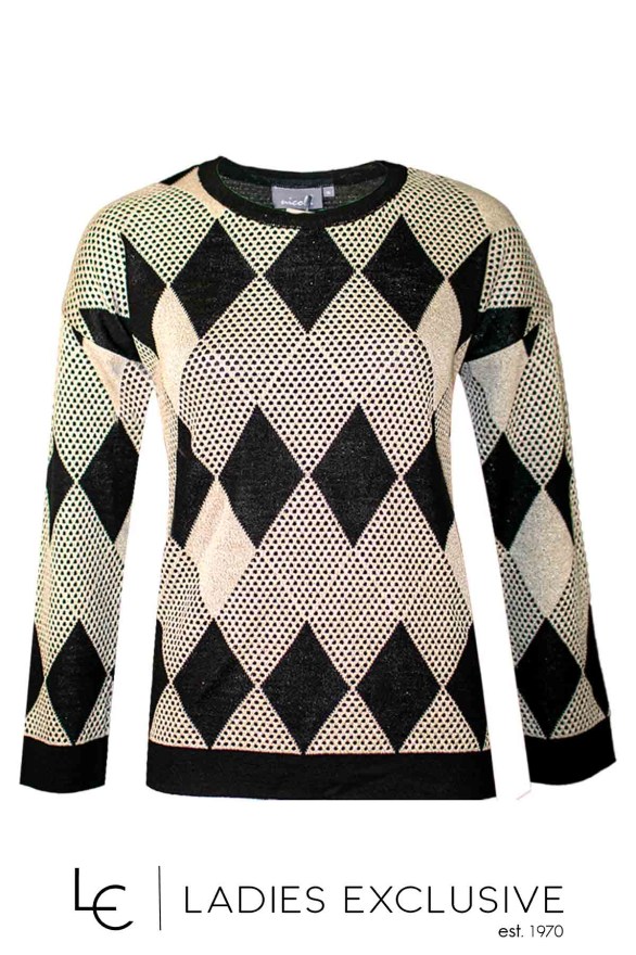 NICOLA Μπλούζα με ρόμβους και χρυσοκλωστή