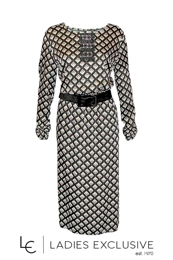 ESTEL Φόρεμα με μοτίβο με γεωμετρικά σχέδια, λάστιχο στη μέση και ζώνη