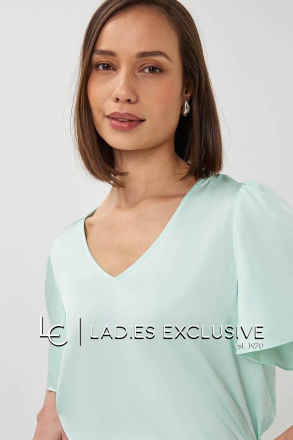 ESQUALO Μπλούζα κοντομάνικη σατέν