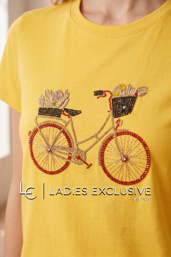 NICOLA Μπλούζα κοντομάνικη με κεντημένο ποδήλατο