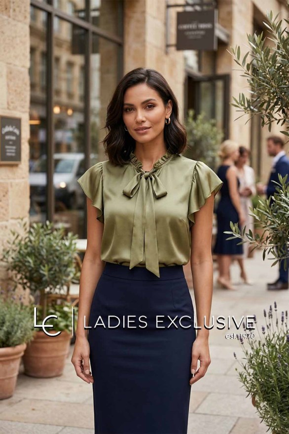 ESTEL Μπλούζα σατέν με κοφτό μανίκι