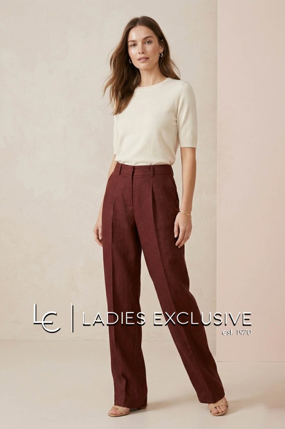 BELLA P. Παντελόνι λινό με λάστιχο