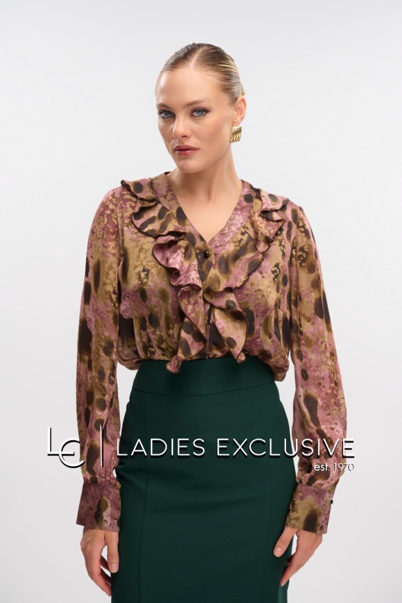 FIBES Πουκάμισο σατέν με βολάν